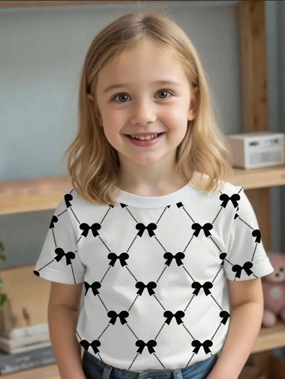 Kids Clothes Children's T-Shirt Girl Short Sleeve Top Cartoon Bow Kawaii Girls Summer Clothes Child T-Shirt Children's Clothing TXS00ZMD