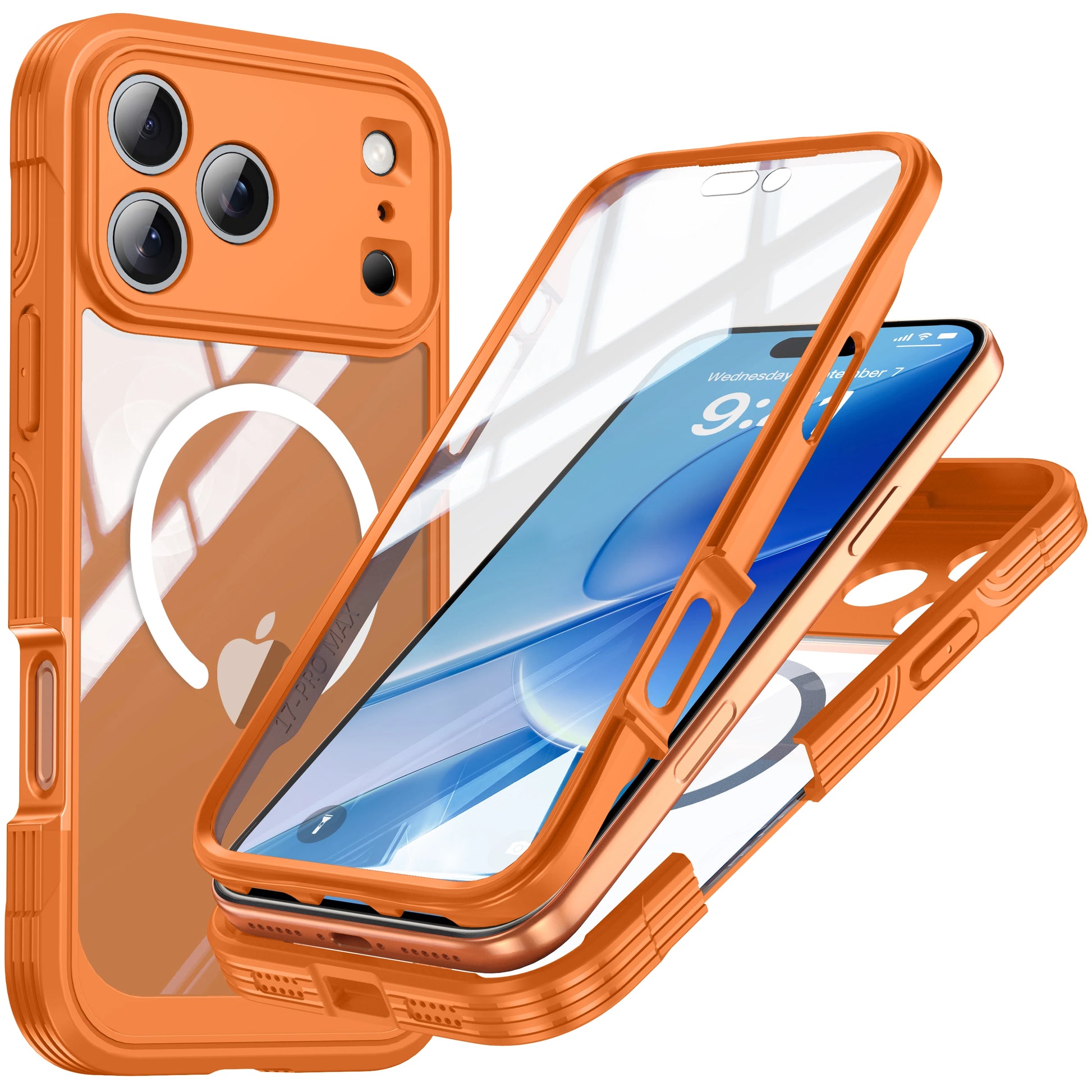 Brand new color magnetic shockproof and dustproof transparent phone case - Compatible with iPhone 17/17 Air/17 Pro/17 Pro Max Orange