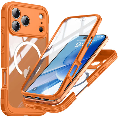 Brand new color magnetic shockproof and dustproof transparent phone case - Compatible with iPhone 17/17 Air/17 Pro/17 Pro Max Orange