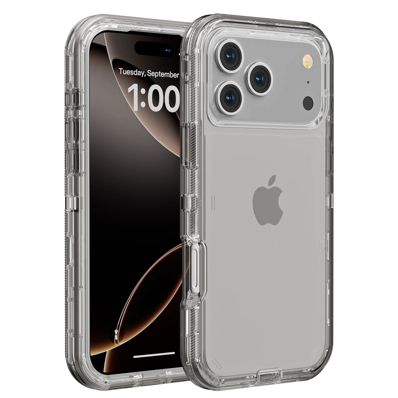 3 IN1 For iPhone 17 16E 15 14 16 PLUS 11 17 Pro MAX MINI 17 Air Phone Case Heavy Duty Hybrid Rugged Shockproof Armor Hard Cover GRAY
