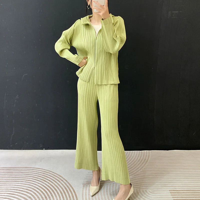 Hooded Jacket & Wide Leg Pants Set