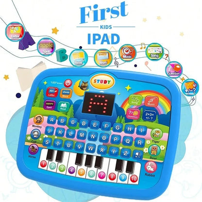 Kids’ Education LED Tablet Toy, Age 3+ Literacy Math Music Learning, Doubles as Electronic Keyboard, Birthday Christmas Gift Blue