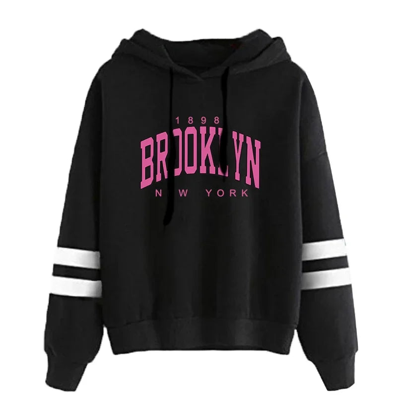 Quality Daily Women Tracksuit Hoodies Casual Single Piece Stripe Sweatshirt and Sweatpants Comfort Outdoor Jogging Autumn Winter Black Top