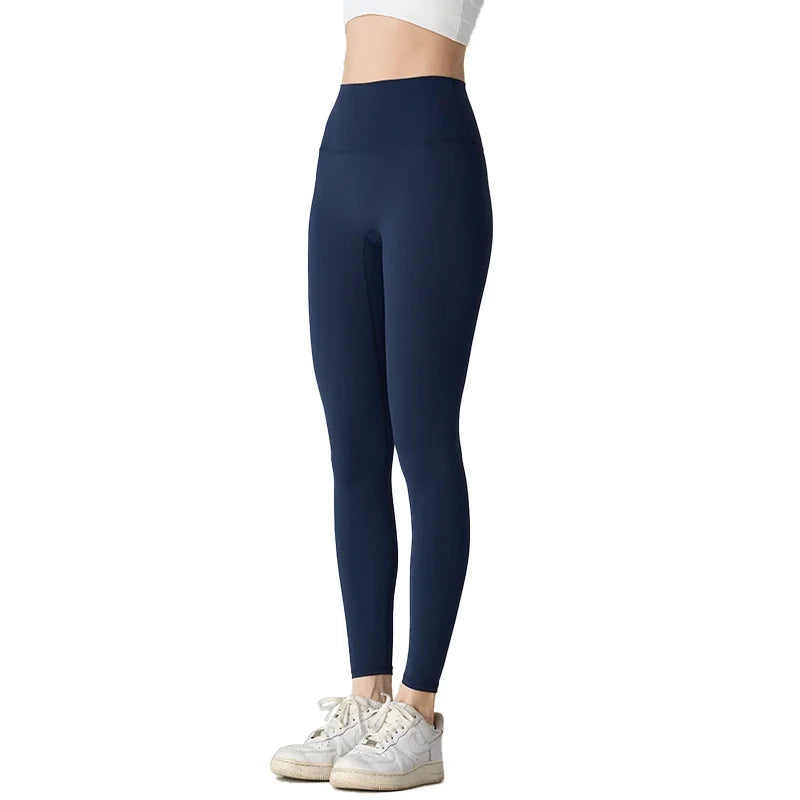Women's High-Waist Yoga Leggings Breathable Quick-Drying Fitness Running Cycling Workout Gym Clothing Ankle-Length Solid Color