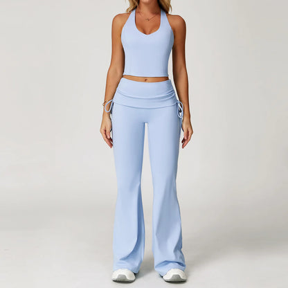 Women's 2-Piece Yoga Set — High Waist Leggings & Sports Bra, Gym & Workout Wear Sky Grey Blue Set 2 China Mainland