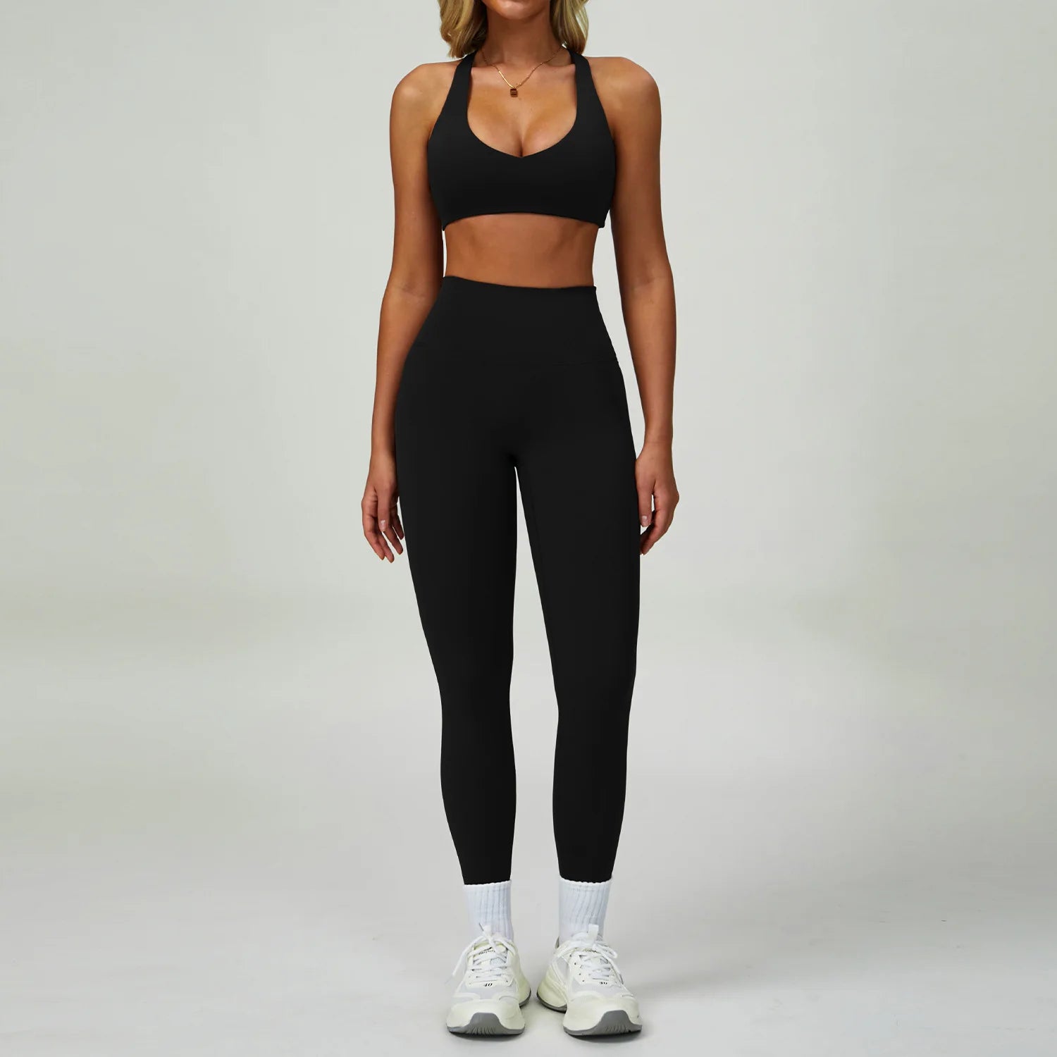 2-3PCS Yoga Suit Women Tracksuit Sports Bra High Waist Leggings Shorts Outfit Gym Set Fitness Push Up Workout Clothes Sportswear Advanced Black Set 2 China Mainland
