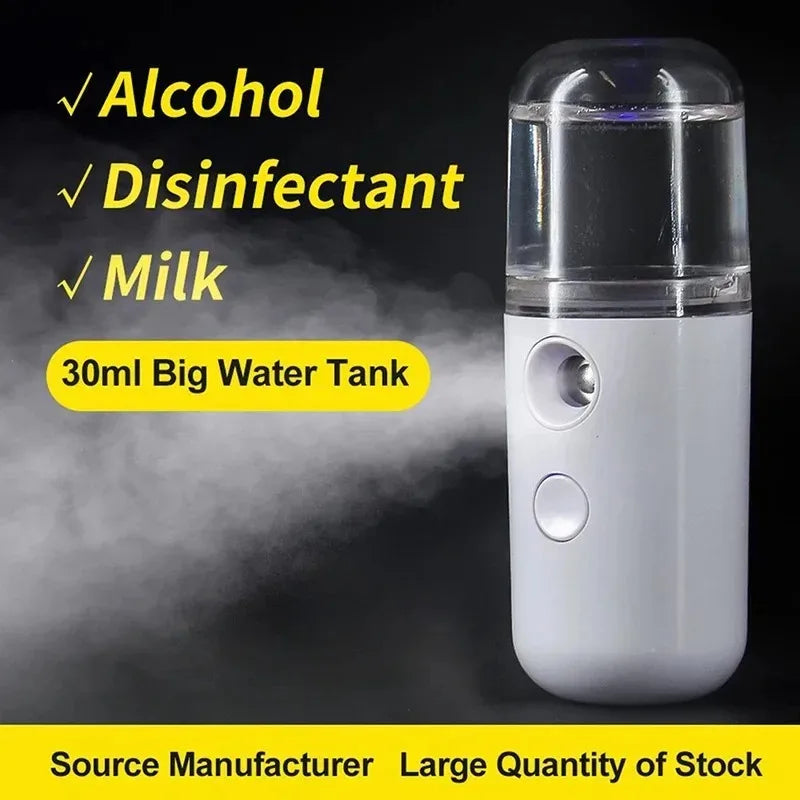 USB Portable 30ml Mini Nano Mist Sprayer Face Spray Facial Steamer Moisturizing Air Humidifier Skin Care Beauty Instruments