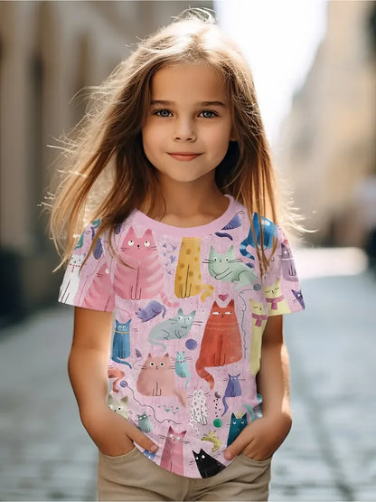 Kawaii Cat Cartoon T-Shirt S35TX3376 CHINA