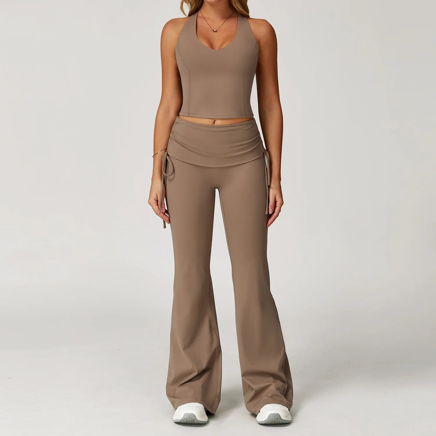 Women's 2-Piece Yoga Set — High Waist Leggings & Sports Bra, Gym & Workout Wear Sand brown Set 2 China Mainland
