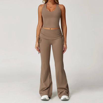 Women's 2-Piece Yoga Set — High Waist Leggings & Sports Bra, Gym & Workout Wear Sand brown Set 2 China Mainland