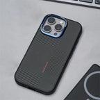 Matte Carbon Fiber Texture MagSafe Phone Case For iPhone 17 16 15 14 Pro Max 17Air Wireless Charging Alloy Lens Shockproof Cover