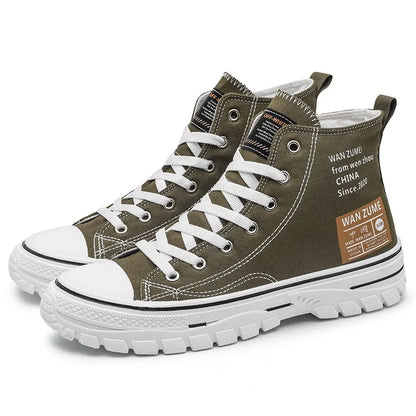 High-Top Men's Canvas Shoes Fashionable Casual Sport Sneakers for Teenagers And Adults All Seasons Available in Stock YM-2208A army green
