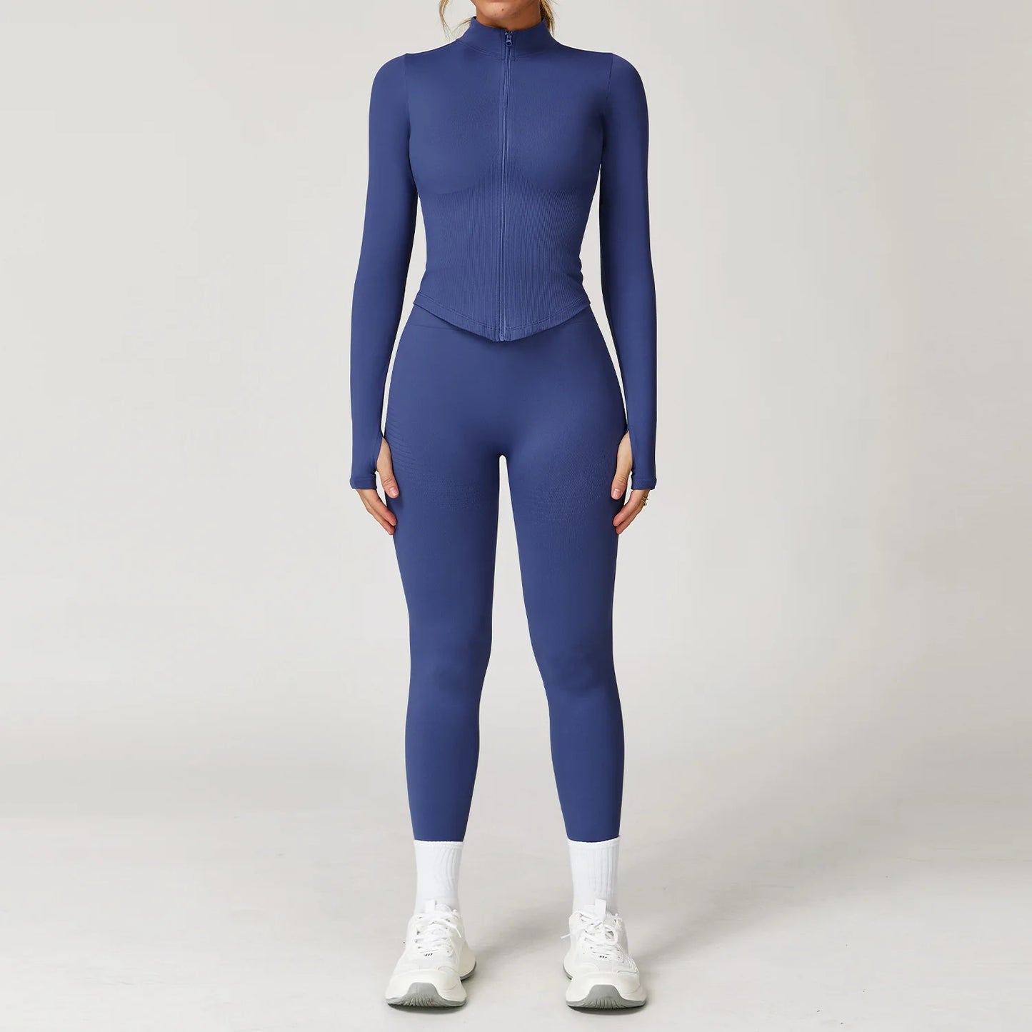 2/3/4PCS Yoga Set Gym Clothes Sportswear Seamless Yoga Suits For Women Fitness Long Sleeved Tracksuits Sports Bra Gym Leggings Glass Purple Set 4 China Mainland