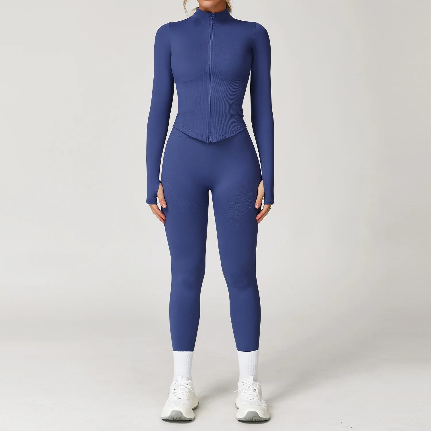 2/3/4PCS Yoga Set Gym Clothes Sportswear Seamless Yoga Suits For Women Fitness Long Sleeved Tracksuits Sports Bra Gym Leggings Glass Purple Set 4 China Mainland