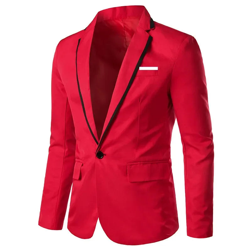Man Party Dresses Leather Dress Coats Suits Blazer Clothing Men's Solid Color Suit Coat Mens Blazers Red