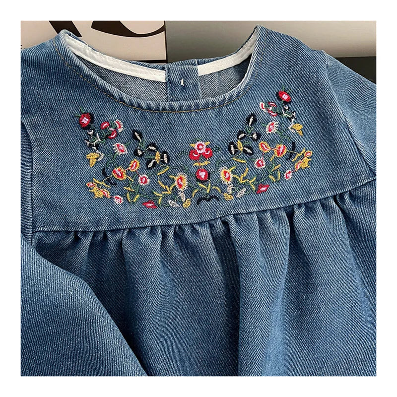 Floral Embroidered Denim Dress