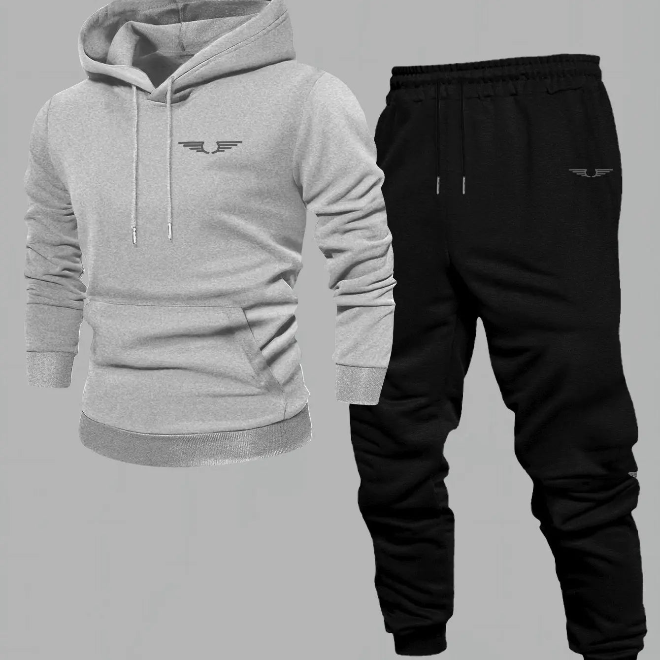 Hooded sweatshirt for men trendy American streetwear style long-sleeved top for men 2025 new autumn stylemen's clothing gray black