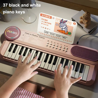 Kids Electric Piano 37 Baby Keyboard with Microphone Singing Songs Development Educational Toy Musical Instrument Games Children
