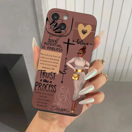 Fashionable Girl Illustration Phone Case For iPhone 17 16 15 14 13 12 11 16E X XR XS SE2 8 7 Plus Pro Max Mini Air Back Cover 1