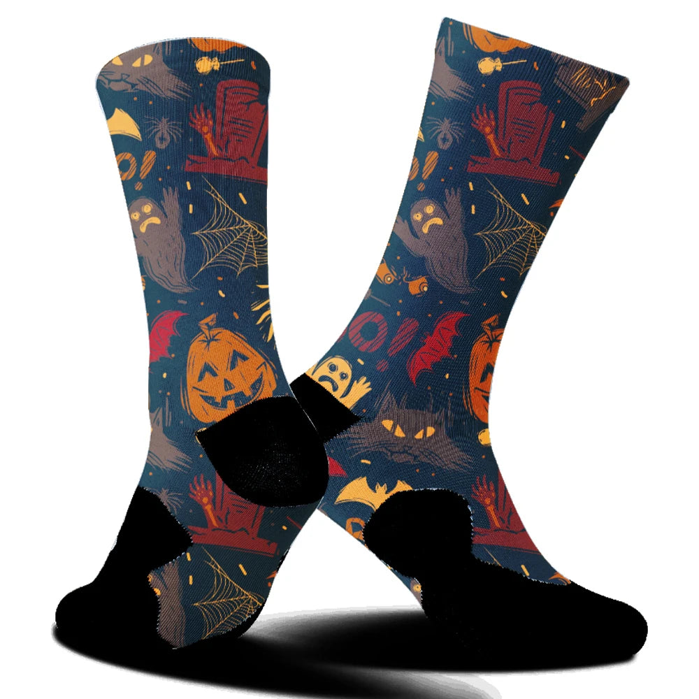 2025 Highway bike socks Skeleton Skateboarding Donut print Cycling socks New comfortable anti slip sports bike socks Brown