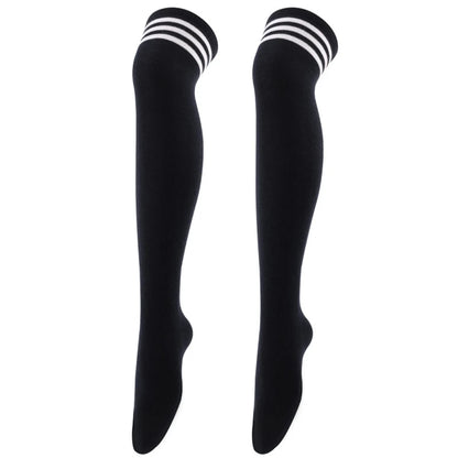 Black/White Striped Long Socks Women Sexy Over Knee Thigh High Socks Over The Knee Stockings Ladies Girls Warm Long Tube Socks ﻿ black white