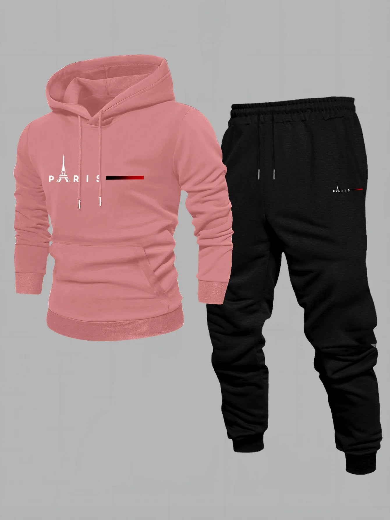 Men's 2026 new style sporty and casual trendy printed hooded sweatshirt for spring and autumn sportswear set of two pieces