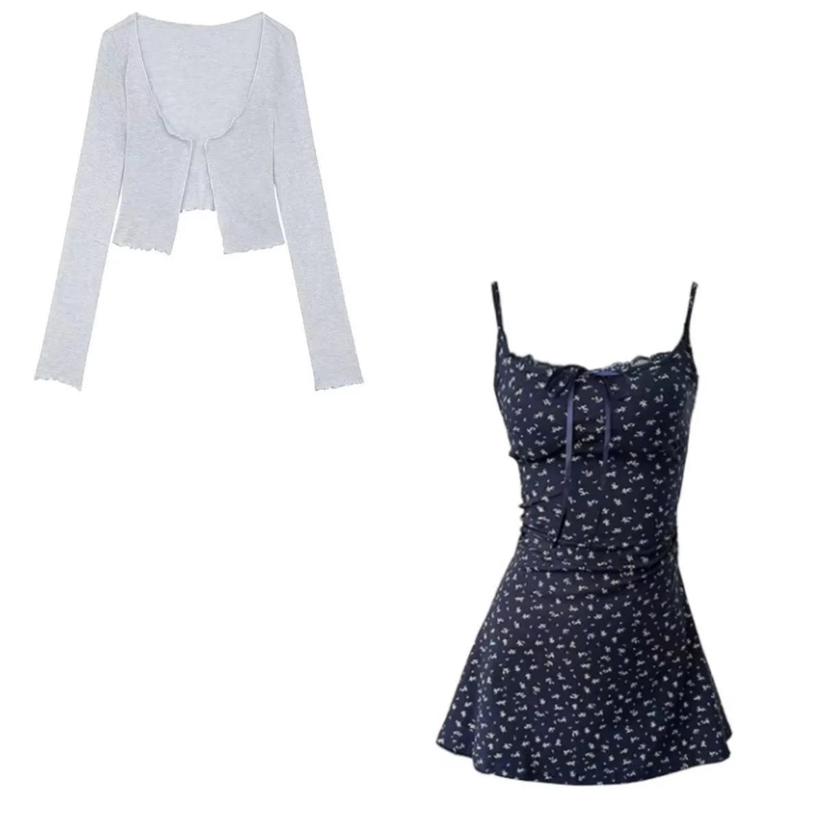 Sweet Spicy Strappy Mini Bodycon Dress Beach Cover-Up for Women Fashionable Fall New Arrivals French Floral Print Waist-Defining