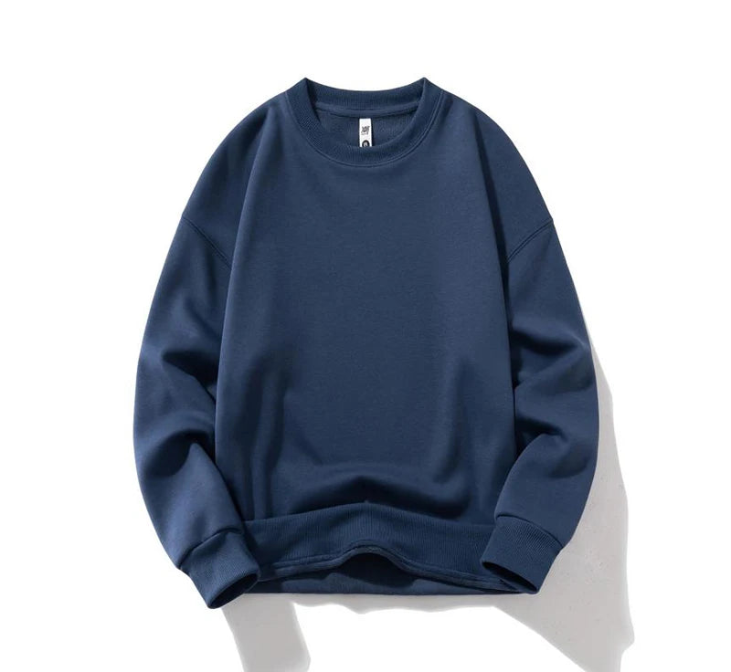 Customizable Thick Sweatshirt for Man Women Plain Hoodie Sweater Autumn Winter Fleece Sweatshirts Logo Original Design Navy blue