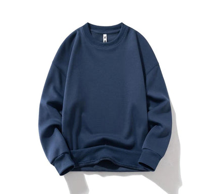 Customizable Thick Sweatshirt for Man Women Plain Hoodie Sweater Autumn Winter Fleece Sweatshirts Logo Original Design Navy blue