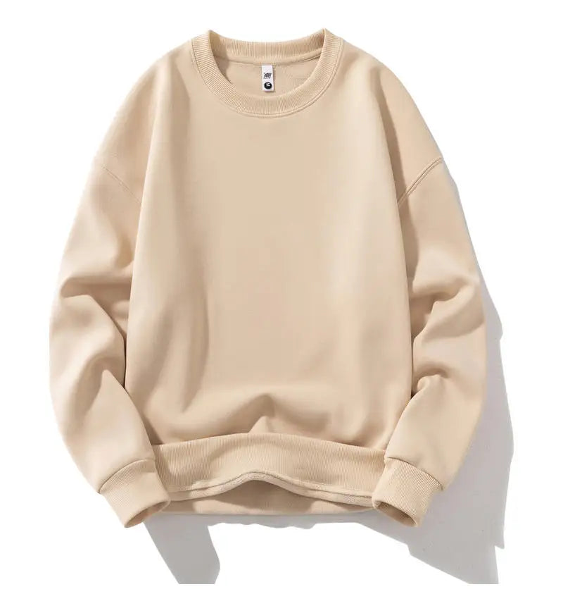 Customizable Thick Sweatshirt for Man Women Plain Hoodie Sweater Autumn Winter Fleece Sweatshirts Logo Original Design Apricot