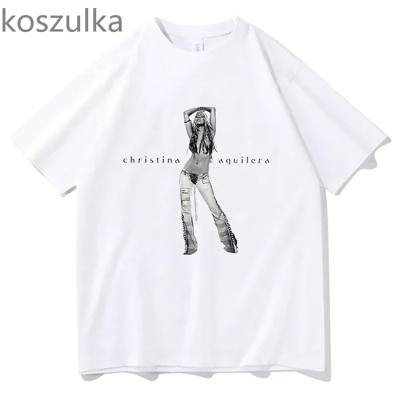 The 25th Anniversary of Christina Aguilera T-Shirt Unisex Fashion Men Women 100% Cotton Tee Shirt Graphic Aesthetic Tops Clothes
