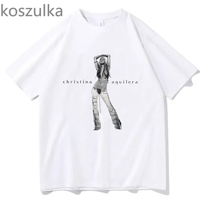The 25th Anniversary of Christina Aguilera T-Shirt Unisex Fashion Men Women 100% Cotton Tee Shirt Graphic Aesthetic Tops Clothes