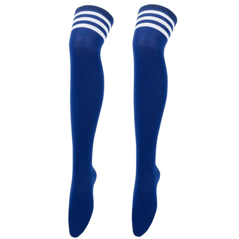 Black/White Striped Long Socks Women Sexy Over Knee Thigh High Socks Over The Knee Stockings Ladies Girls Warm Long Tube Socks ﻿ blue white