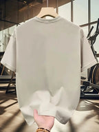 Men's 100% pure cotton fashionable casual loose Italian style Milan letter printed round neck short sleeved T-shirt top