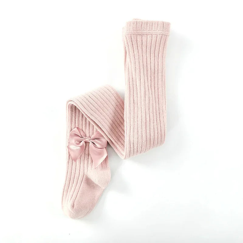 Spring Autumn Baby Girls Tights Cotton Knitting Tights for Girls Fashion Bowknot Children Girls Pantyhose Soft Leggings Pink