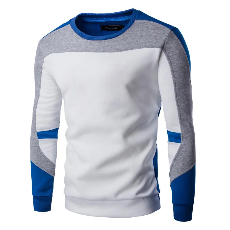2025 Men's Sweatshirt Casual Fashion Hoodies Men Slim Fit Pullover Male Long Sleeve Streetwear Patchwork Quality Sweatshirts Men CJW437Blue