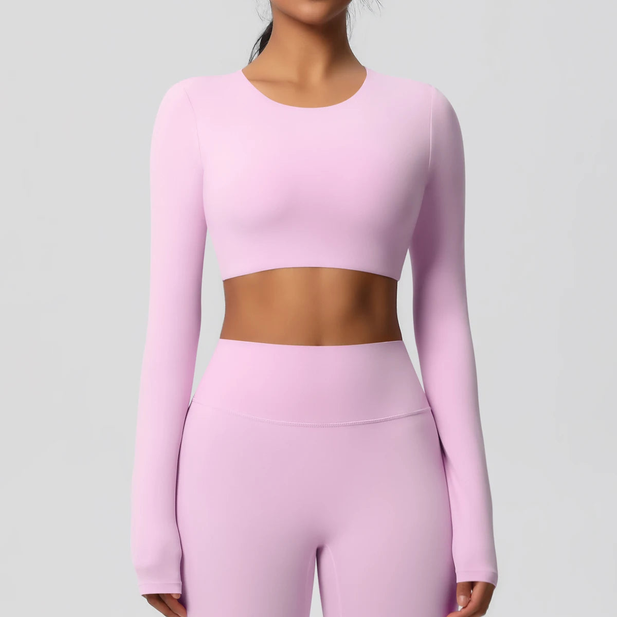 Yoga Shirts For Women Long Sleeve With Padded Fitness Running Gym Clothes Workout Dry Fit Breathable High Elastic Sports Top Pink