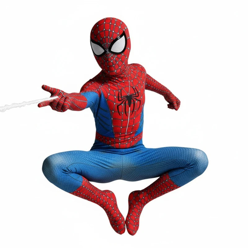 Child Remy Superhero Spider Mask Costume  Halloween CharacterJumpsuit Holiday Performance Wear for Boys & Girl Birthday Party