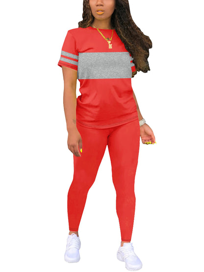 Women's Summer Casual Set Fashionable Comfortable Ensemble Ladies Clothing Outfit Red
