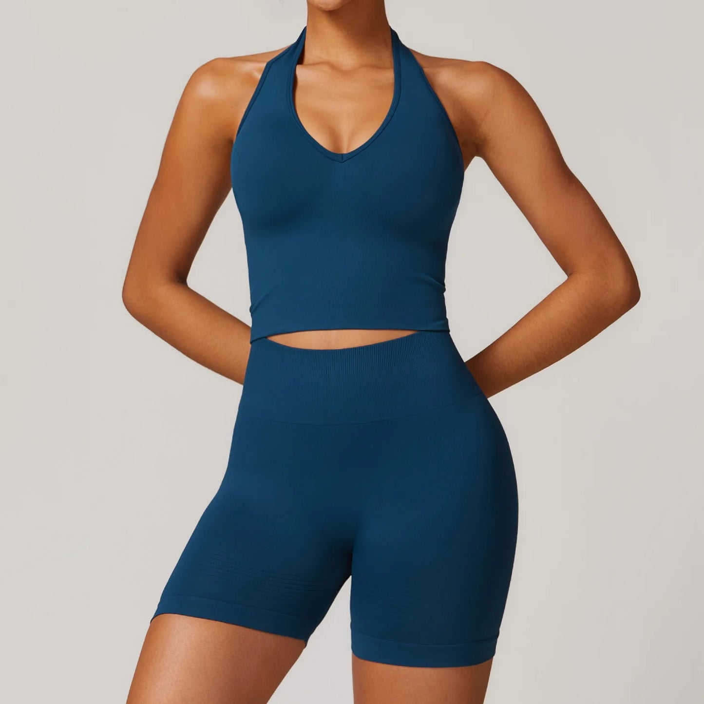 2/3/4PCS Yoga Set Gym Clothes Sportswear Seamless Yoga Suits For Women Fitness Long Sleeved Tracksuits Sports Bra Gym Leggings Blue Set 5 China Mainland