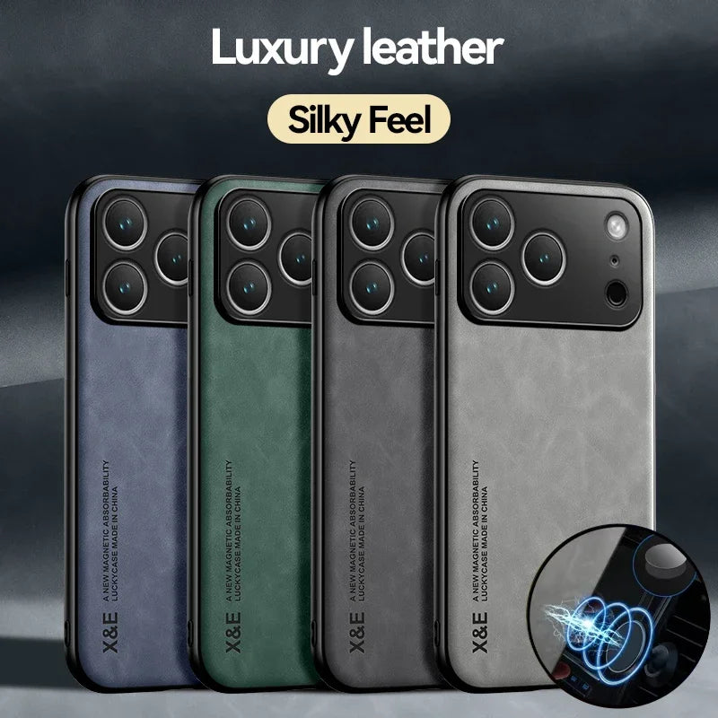 Ultra Thin Luxury Leather Phone Case For iPhone 17 Pro Max 17Air 17Pro 17 Silky Feel Soft Protective Cover For Car Holder