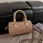 Mini Vintage Boston Women's Quilted Pillow Shoulder Bag Retro Monogram Crossbody Stylish Handheld Diaper Bag