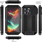 Heavy Duty Rugged Metal Case for iPhone, Case for iPhone 17 16 15 14, 13 Pro Max, Screw Military Shockproof Cover with Screen Ca