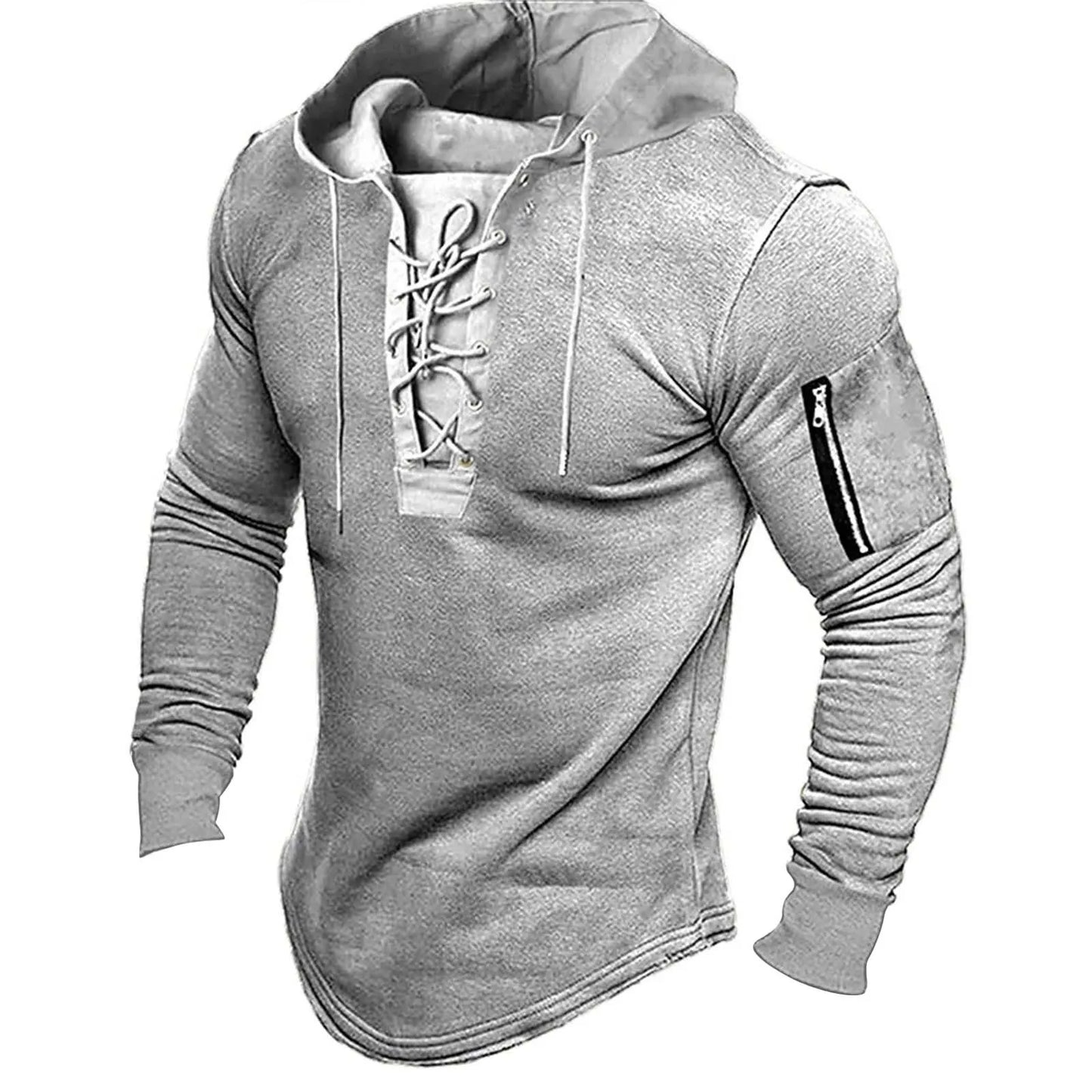 Men's Solid Zipper Hoodie Long Sleeve Hooded Sweatshirt Casual Streetwear Joggers Couples Fashion Spring Autumn Zip up Grey