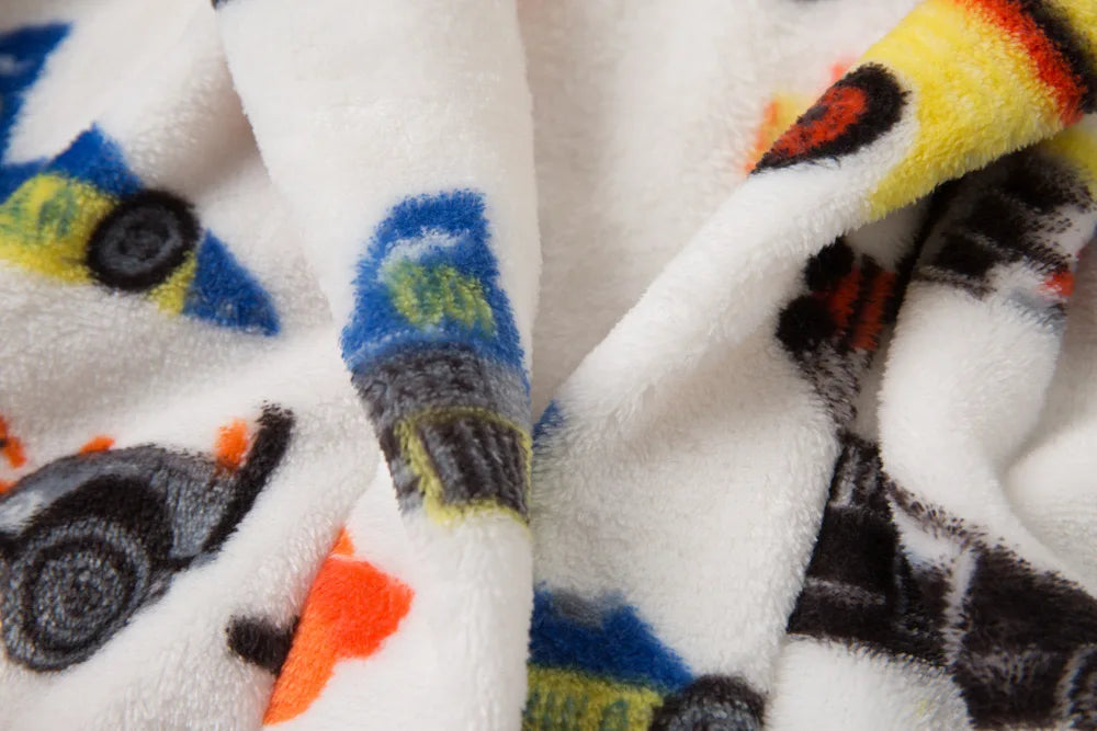 Car Print Flannel Bathrobe