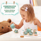 Kids Wooden Afternoon Tea Set Toys Kitchen Accessories Tea Party Food Play Early Educational Toys for Toddlers Girls Boys Gifts