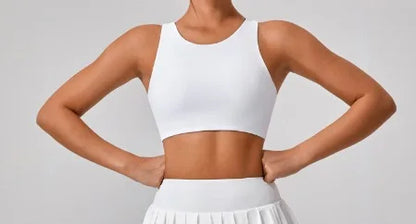 FUBEIKE Beauty Back Exercise Underwear Women Shockproof Yoga Push Up Bras Running Workout High Strength Sports Fitness Vest White