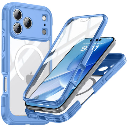 Brand new color magnetic shockproof and dustproof transparent phone case - Compatible with iPhone 17/17 Air/17 Pro/17 Pro Max Blue