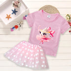 Girls Pink T-Shirt & Skirt Set SHJ247