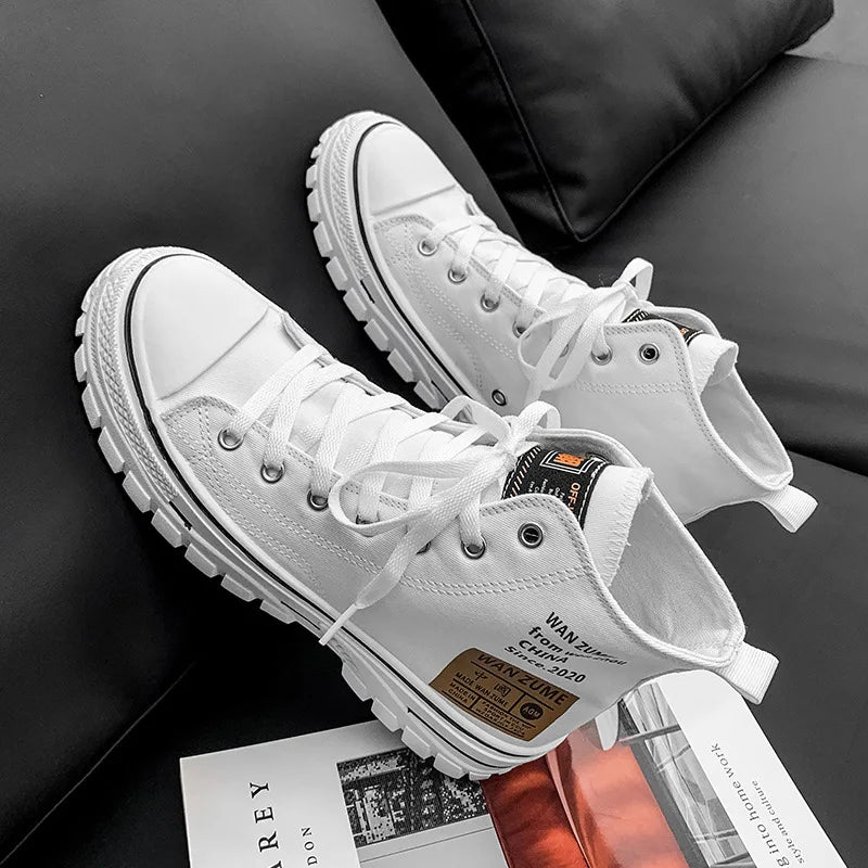 High-Top Men's Canvas Shoes Fashionable Casual Sport Sneakers for Teenagers And Adults All Seasons Available in Stock